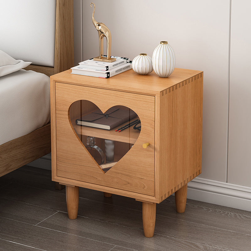 Natural Solid Wood Kids Bedside Table 1 Cupboard Nursery Nightstand