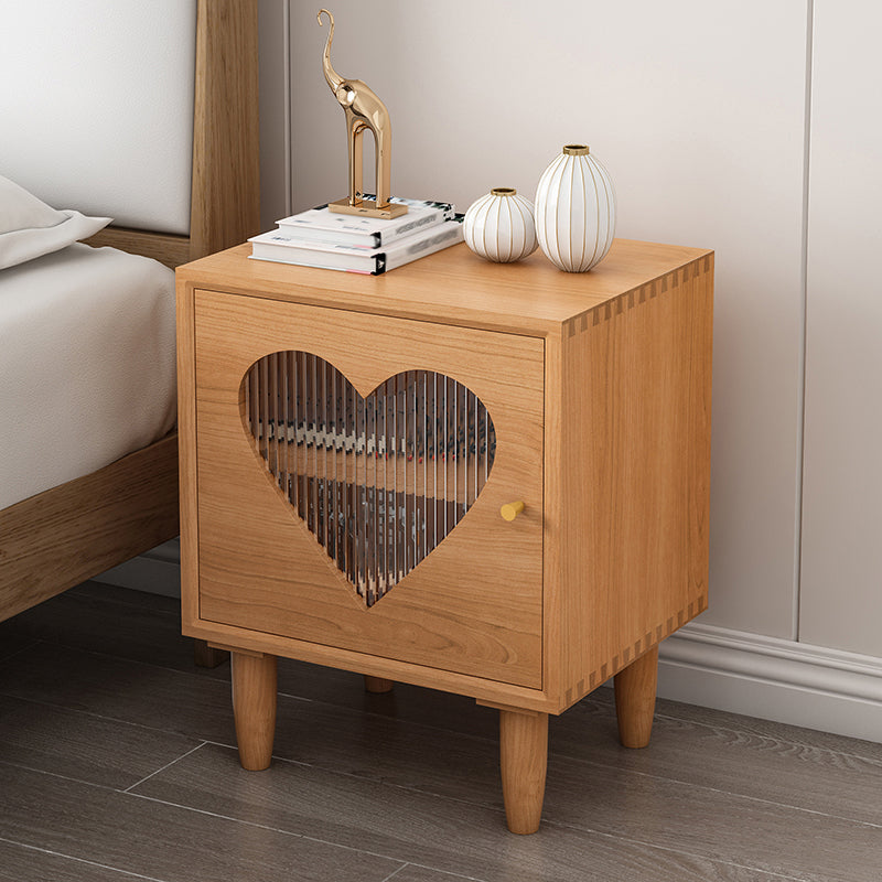 Natural Solid Wood Kids Bedside Table 1 Cupboard Nursery Nightstand