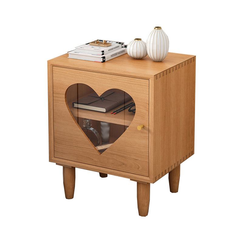 Natural Solid Wood Kids Bedside Table 1 Cupboard Nursery Nightstand