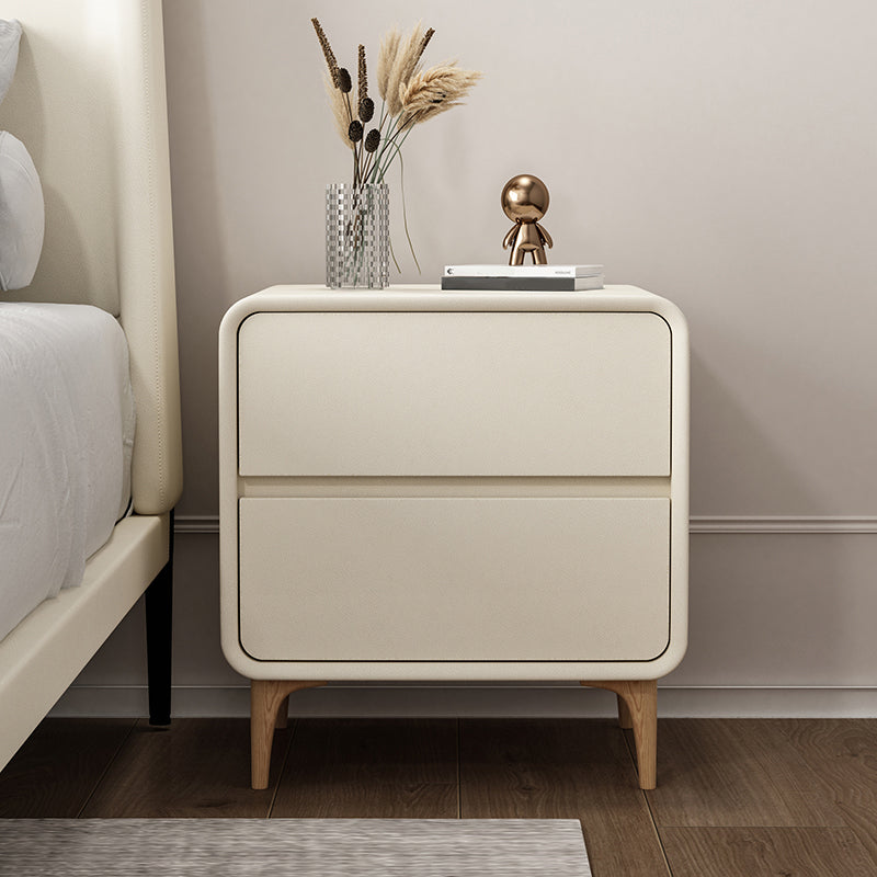 Modern Wooden Leather Nightstand Solid Color Kids Bedside Table