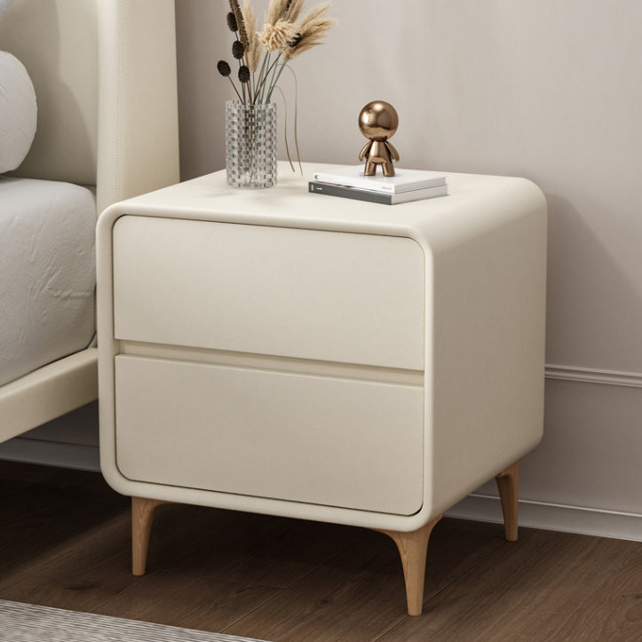 Modern Wooden Leather Nightstand Solid Color Kids Bedside Table