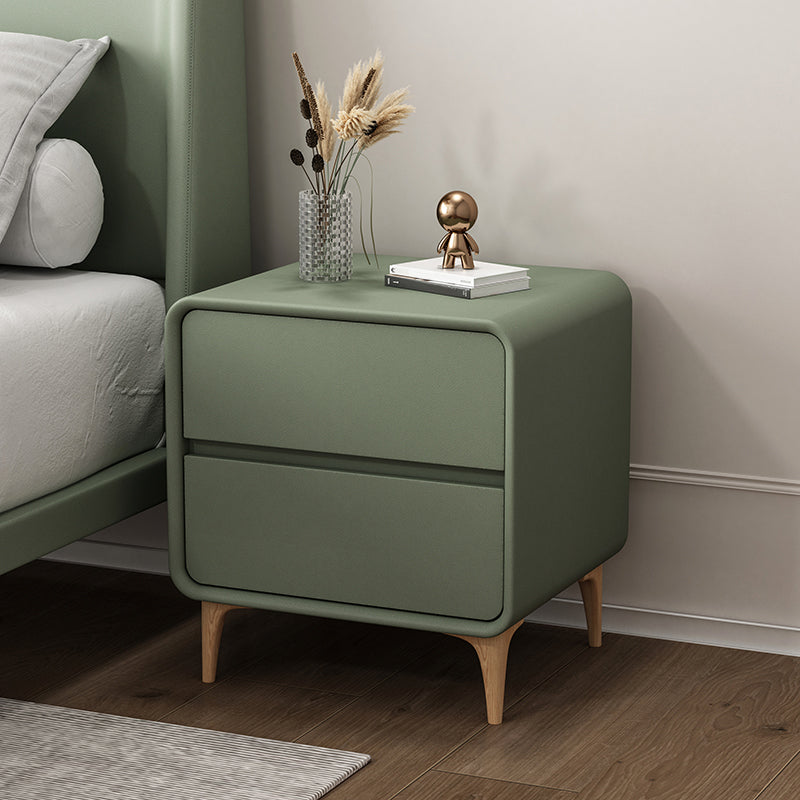 Modern Wooden Leather Nightstand Solid Color Kids Bedside Table