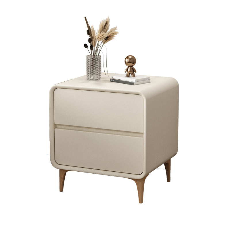 Modern Wooden Leather Nightstand Solid Color Kids Bedside Table