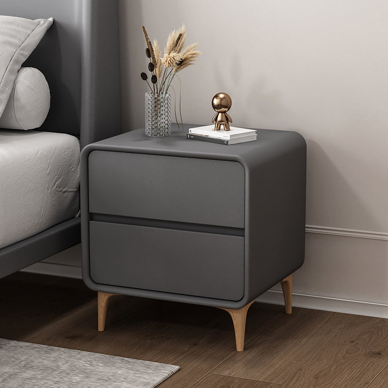 Modern Wooden Leather Nightstand Solid Color Kids Bedside Table