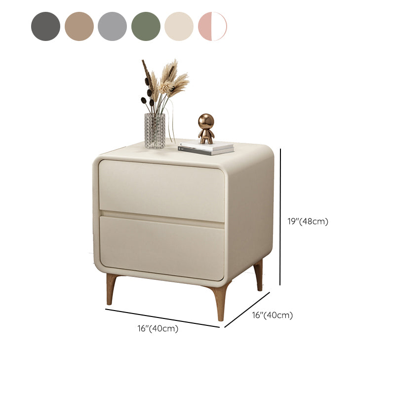 Modern Wooden Leather Nightstand Solid Color Kids Bedside Table