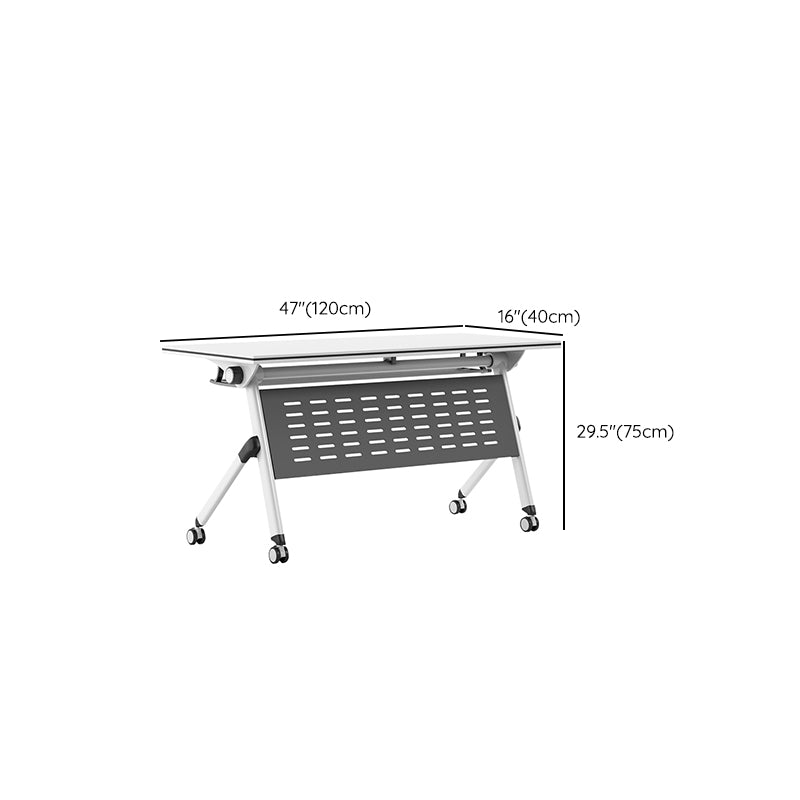 Modern Rectangular Shape Office Desk Wooden Task Desk with Wheels in White