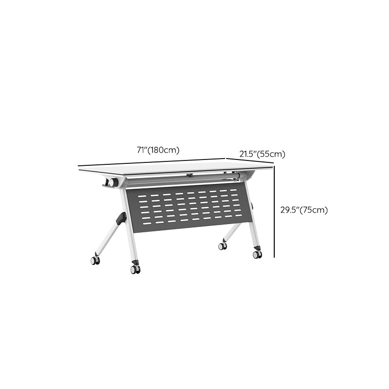 Modern Rectangular Shape Office Desk Wooden Task Desk with Wheels in White