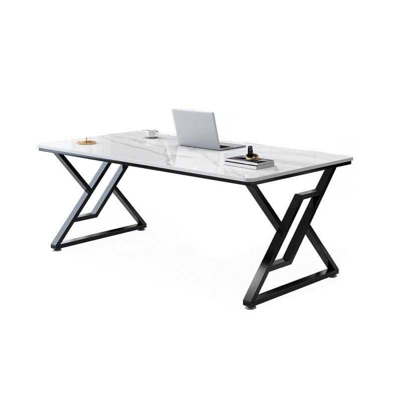 Modern Stone Top Office Desk Rectangle Writing Desk with Sled Base for Home