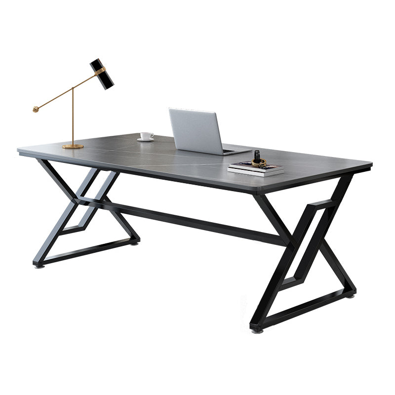 Modern Stone Top Office Desk Rectangle Writing Desk with Sled Base for Home