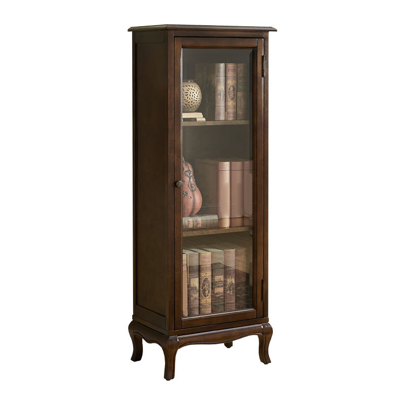 Traditional Rubber Wood Display Stand Glass Doors Hutch Buffet with Doors