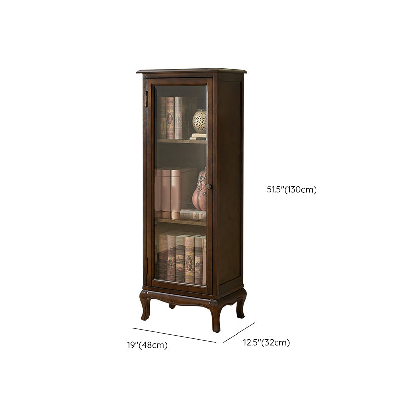 Traditional Rubber Wood Display Stand Glass Doors Hutch Buffet with Doors