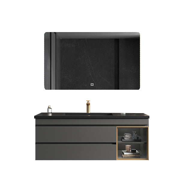 Vanity Set Bathroom Wall Mounted Mirror Storage Shelf Vanity Sink with Faucet