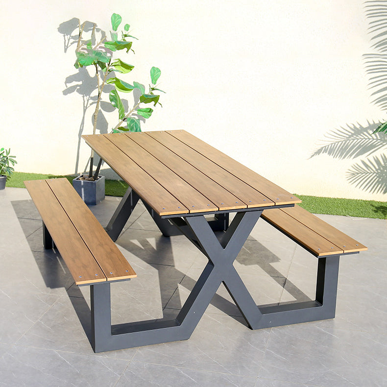 Waterproof Courtyard Table Modern Rectangle Aluminum Outdoor Table