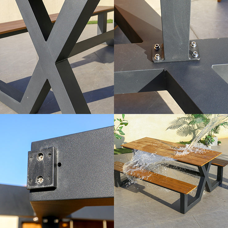 Waterproof Courtyard Table Modern Rectangle Aluminum Outdoor Table