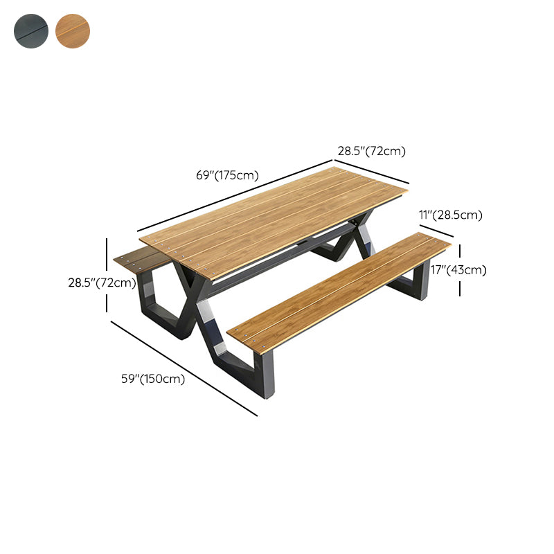 Waterproof Courtyard Table Modern Rectangle Aluminum Outdoor Table