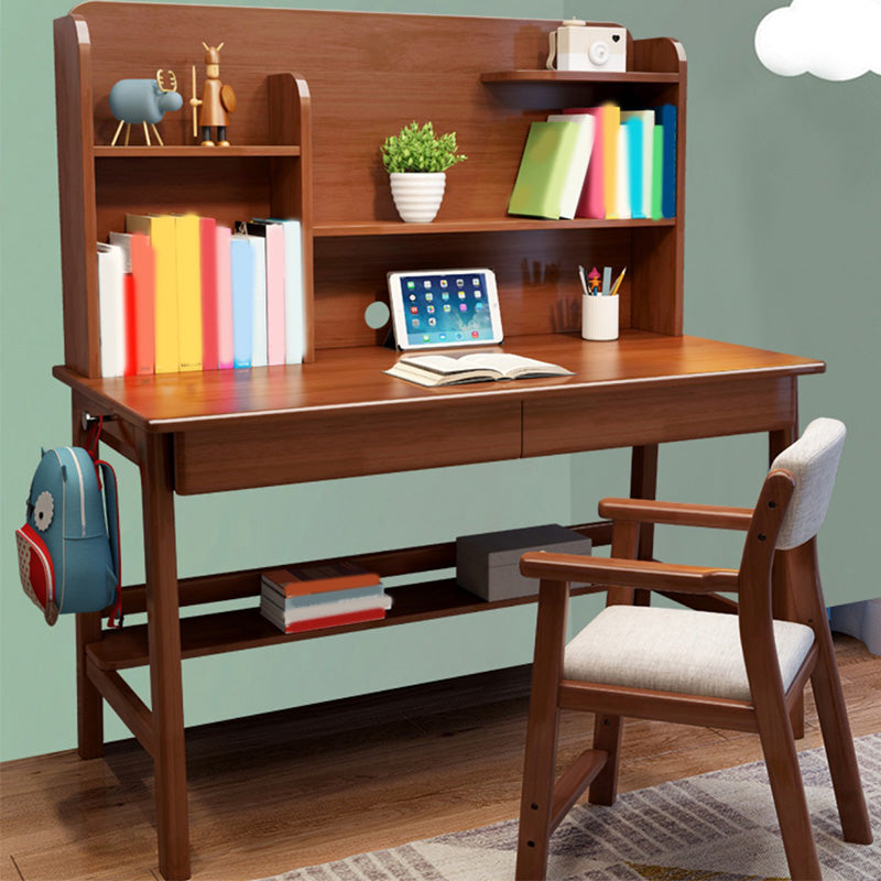 Wood Desk Kids Desk with Bookshelf Child Desk 23.6"W Writing Desk