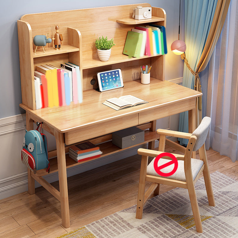 Wood Desk Kids Desk with Bookshelf Child Desk 23.6"W Writing Desk