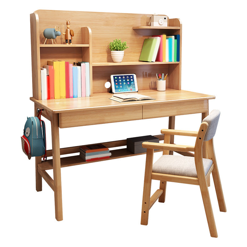 Wood Desk Kids Desk with Bookshelf Child Desk 23.6"W Writing Desk