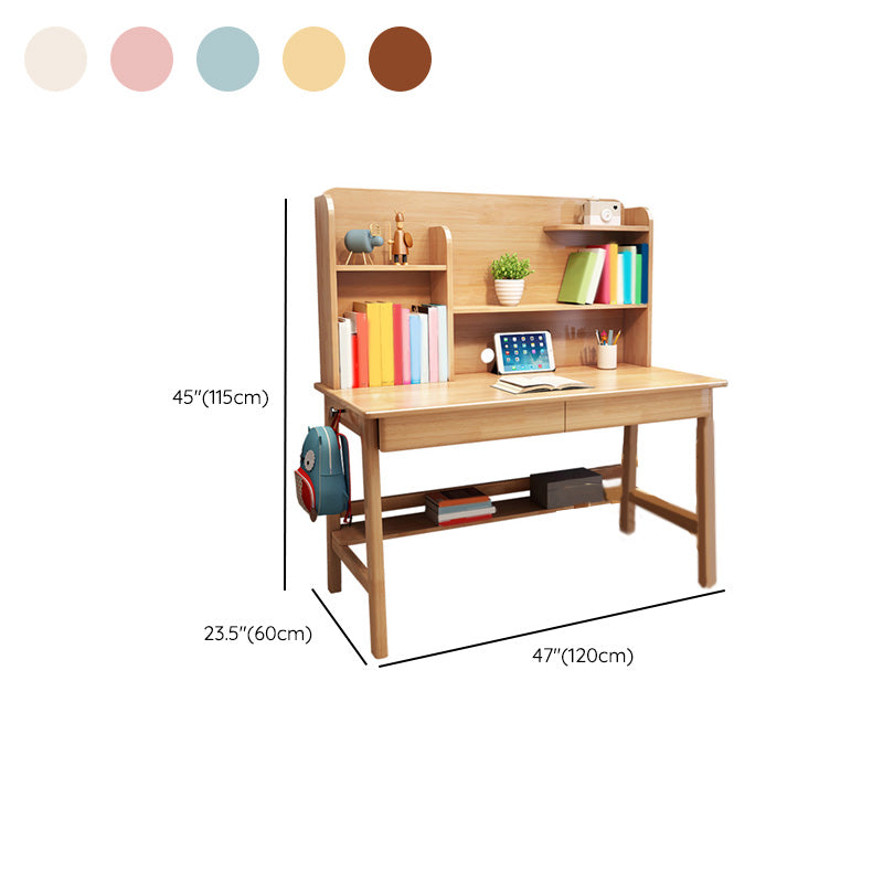 Wood Desk Kids Desk with Bookshelf Child Desk 23.6"W Writing Desk