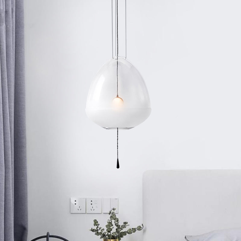 Éclairage de pendentif de chevet elliptique Verre givrée transparente lampe à suspension de plafond simple à tête