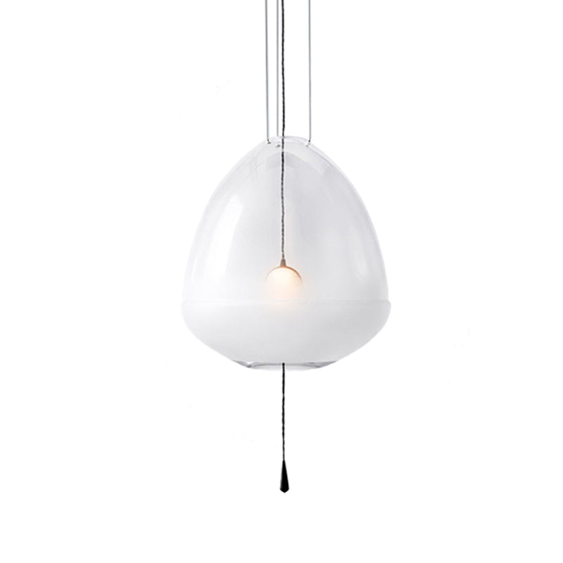 Éclairage de pendentif de chevet elliptique Verre givrée transparente lampe à suspension de plafond simple à tête