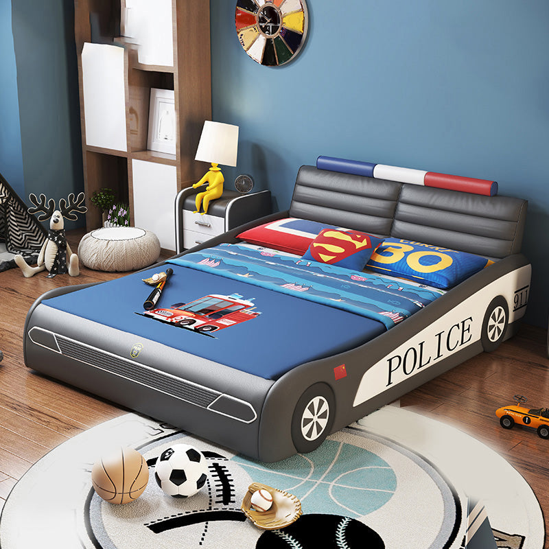 Contemporary Black Car Theme Standard Bed with Headboard Kids Bed