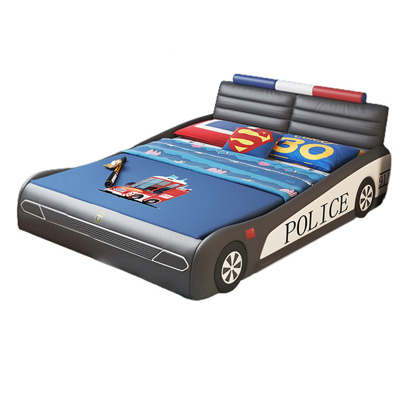 Contemporary Black Car Theme Standard Bed with Headboard Kids Bed