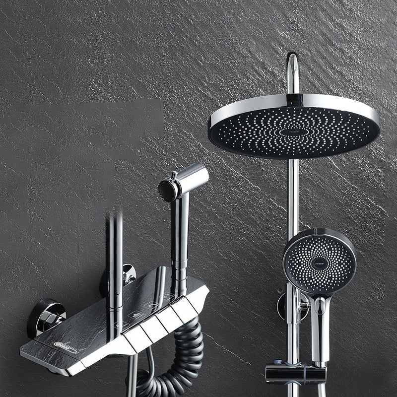 Modern Thermostatic Shower Combo Slide Bar Valve Included Shower System