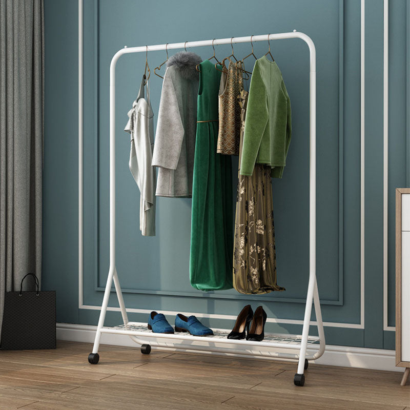 Contemporary Coat Hanger Free Standing Metal Coat Rack with Storage Shelving