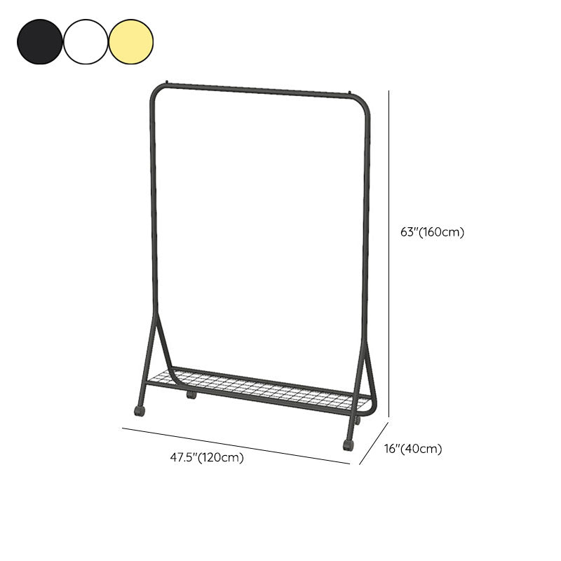 Contemporary Coat Hanger Free Standing Metal Coat Rack with Storage Shelving