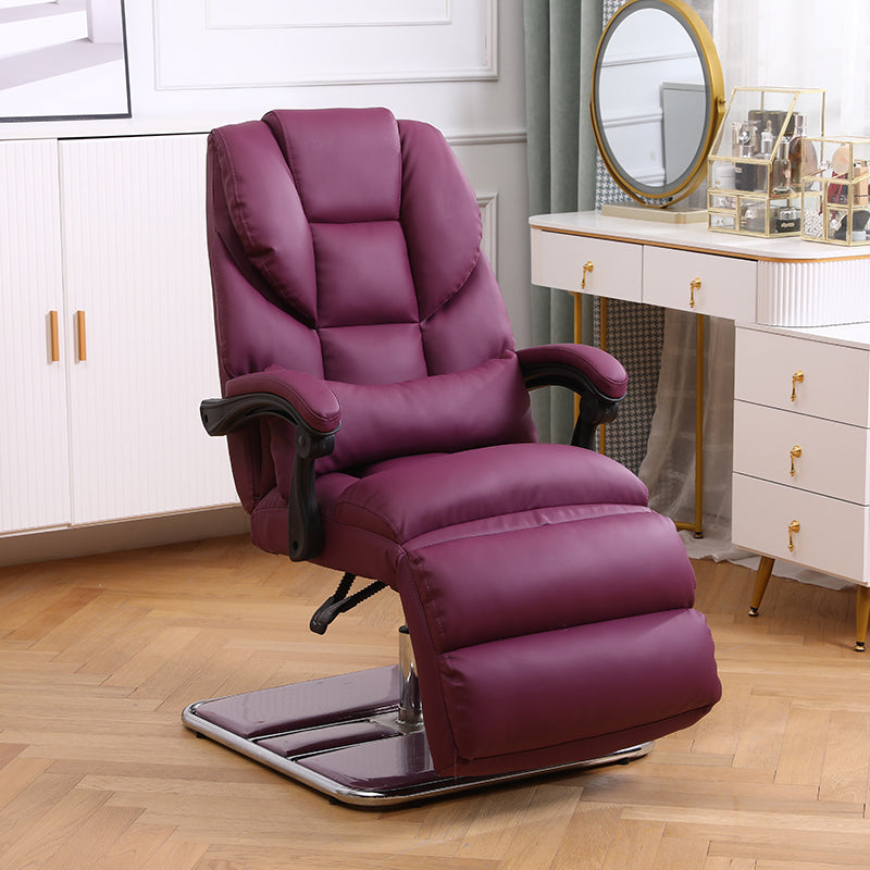 Swivel Standard Recliner Solid Color Faux Leather Recliner Chair