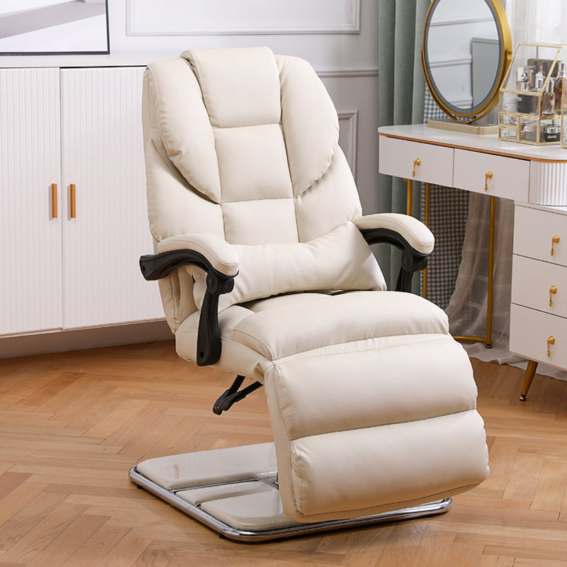 Swivel Standard Recliner Solid Color Faux Leather Recliner Chair