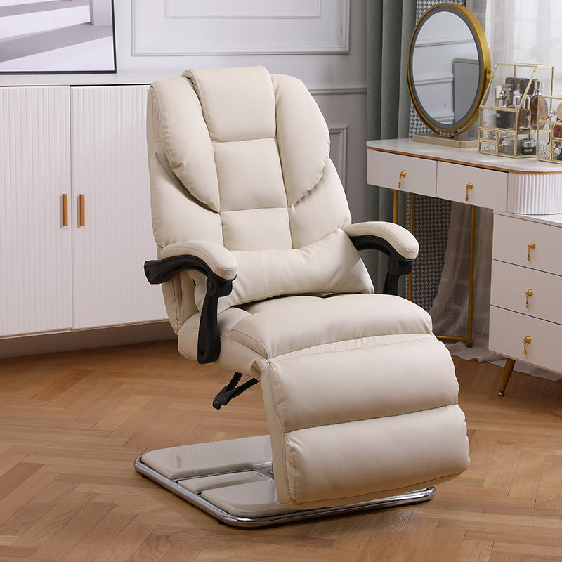 Swivel Standard Recliner Solid Color Faux Leather Recliner Chair