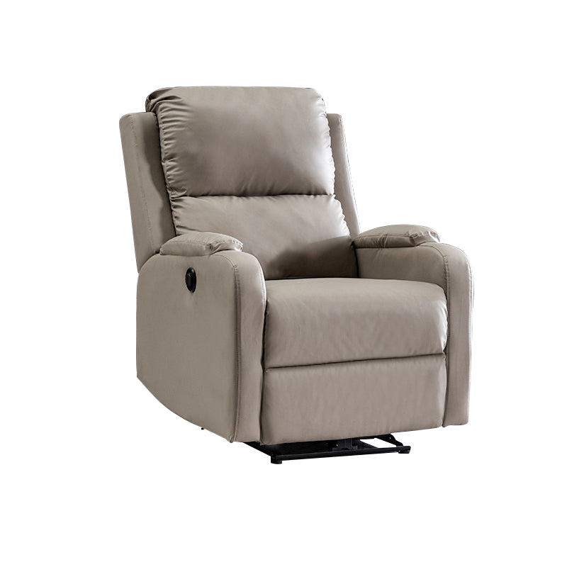 Manial-Push Back Standard Recliner Solid Color Faux Leather Recliner Chair