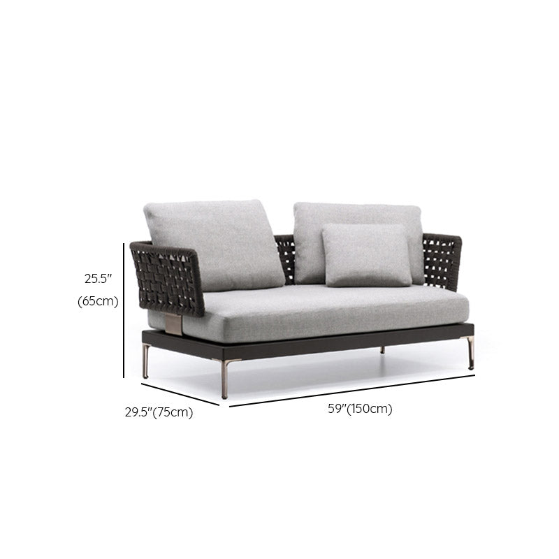 Modern Outdoor Patio Sofa Wicker 1 Piece Mildew Resistant Patio Sofa