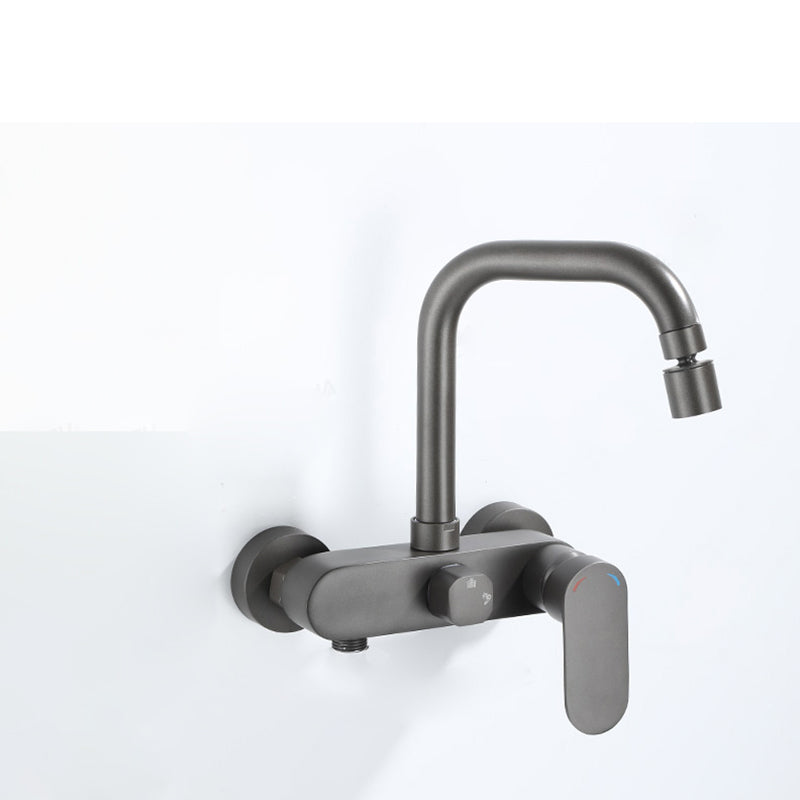 Modern Kitchen Faucet Lever Handle Wall Mounted Sprayer High Arc Faucet