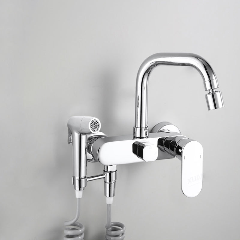 Modern Kitchen Faucet Lever Handle Wall Mounted Sprayer High Arc Faucet