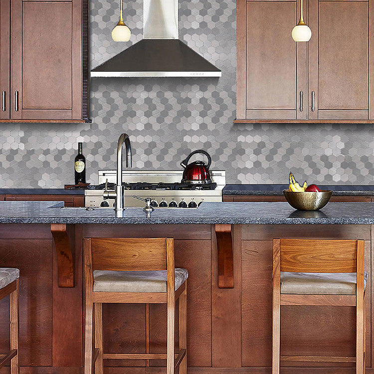 Subway Tile Wallpaper Contemporary Peel and Stick Wall Tile with Metal Look