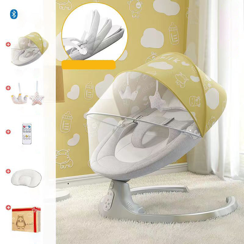 Electric Metal Bassinet Rocking Crib Cradle with Upholstered