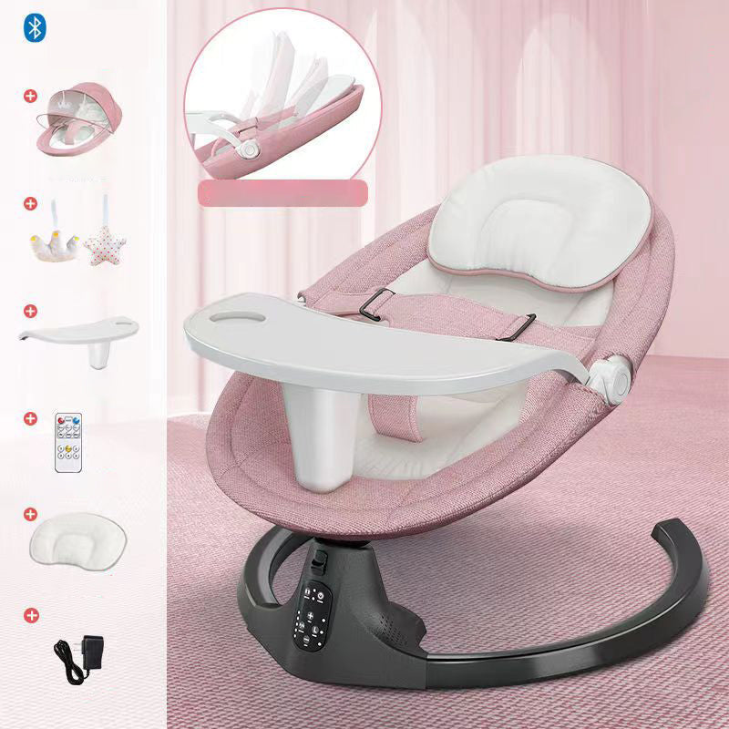 Electric Metal Bassinet Rocking Crib Cradle with Upholstered