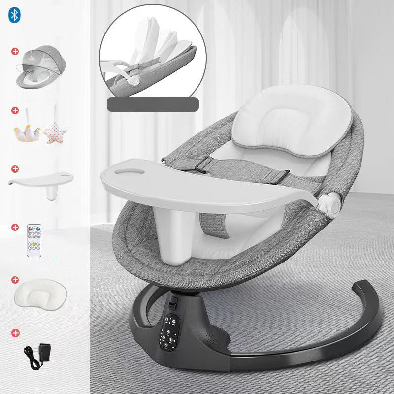 Electric Metal Bassinet Rocking Crib Cradle with Upholstered