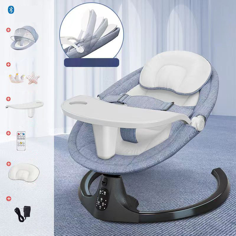 Electric Metal Bassinet Rocking Crib Cradle with Upholstered