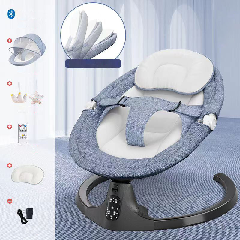 Electric Metal Bassinet Rocking Crib Cradle with Upholstered