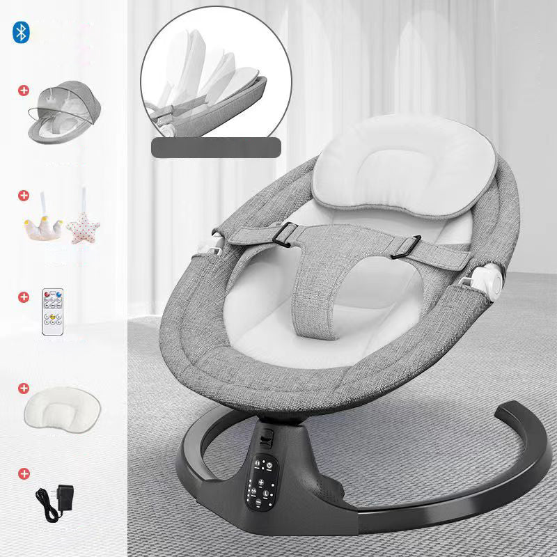 Electric Metal Bassinet Rocking Crib Cradle with Upholstered