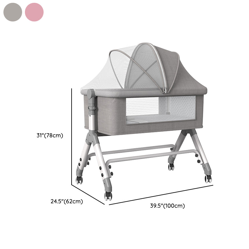 Portable Rectangle Bassinet Gliding and Folding Crib Cradle for Baby