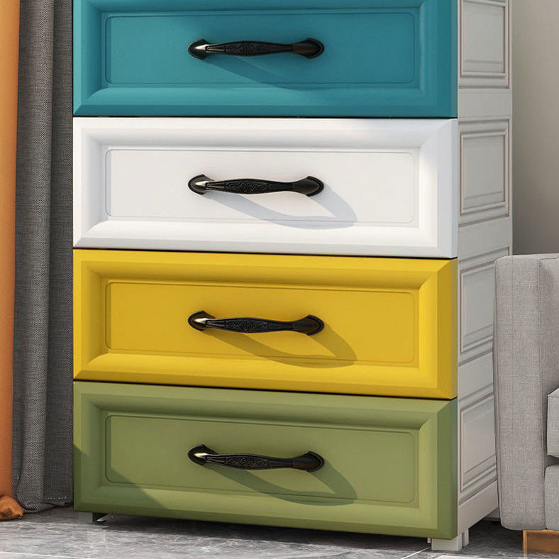 Modernism Vertical Kids Nightstand Plastic Nursery Dresser for Bedroom Home