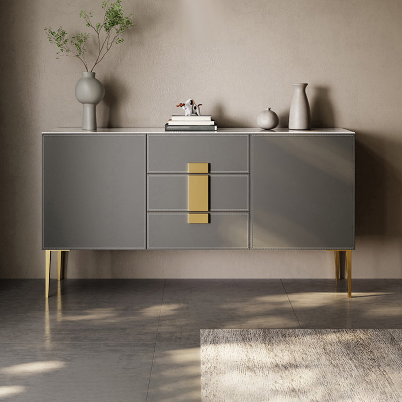 Glam Buffet Table Stone Sideboard Cabinet with Doors for Living Room