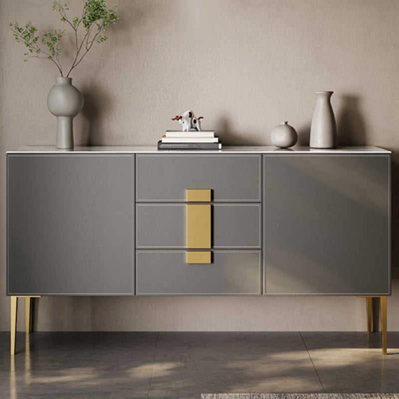 Glam Buffet Table Stone Sideboard Cabinet with Doors for Living Room