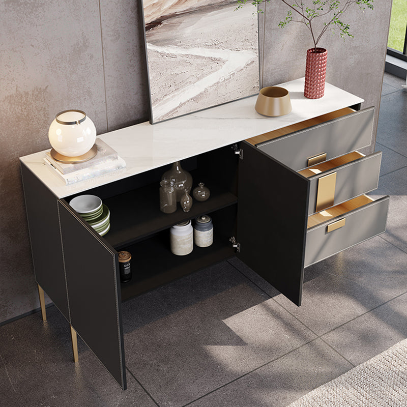 Glam Buffet Table Stone Sideboard Cabinet with Doors for Living Room