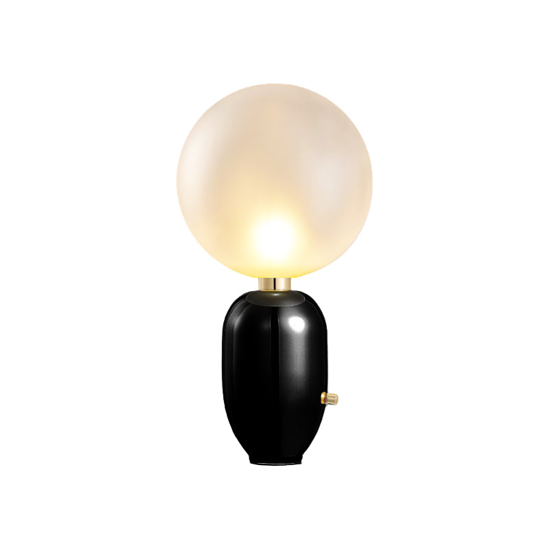 Capsule Table Lighting Modern Metallic 1 Light Living Room LED Desk Lamp in Black/Gold with Orb White Glass Shade